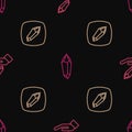 Set line Magic stone, and on seamless pattern. Vector
