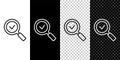 Set line Magnifying glass with check mark icon isolated on black and white, transparent background. Search, focus, zoom Royalty Free Stock Photo