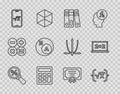 Set line Magnifying glass with percent, Square root of x glyph, Office folders, Calculator, Subsets, math, is subset b