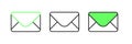 Set line Mail and e-mail icon isolated on white background. Envelope symbol e-mail. Email message sign. Vector