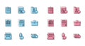 Set line Mail and e-mail, Life insurance with shield, Clipboard checklist, Money, Confirmed document mark, Briefcase