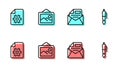 Set line Mail and e-mail, Document settings, Picture landscape and Fountain pen nib icon. Vector