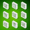 Set line Mail message lock password, box, Received concept, Envelope and check mark, Mobile envelope, Drawer with Royalty Free Stock Photo