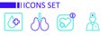 Set line Male doctor, Mobile with heart rate, Lungs and Blood test icon. Vector