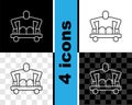 Set line Man without legs sitting wheelchair icon isolated on black and white, transparent background. Disability Royalty Free Stock Photo