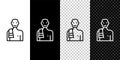 Set line Man in the sauna icon isolated on black and white,transparent background. Vector Royalty Free Stock Photo