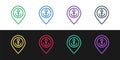 Set line Map pointer with anchor icon isolated on black and white background. Vector Royalty Free Stock Photo