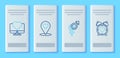Set line Map pointer with heart, Gender, Computer monitor and Heart the center alarm clock icon. Vector Royalty Free Stock Photo