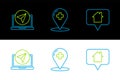 Set line Map pointer with house, Infographic of city map navigation and Location the globe icon. Vector Royalty Free Stock Photo