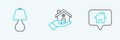 Set line Map pointer with house, Table lamp and Realtor icon. Vector Royalty Free Stock Photo