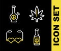 Set line Marijuana, Beer bottle, Heart shaped love glasses and Bong icon. Vector