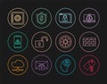 Set line Marked key, Firewall, security wall, Secure your site with HTTPS, SSL, Open padlock, Mobile exclamation mark Royalty Free Stock Photo