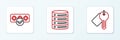 Set line Marked key, Password protection and Server, Data, Web Hosting icon. Vector