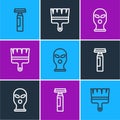 Set line Marker pen, Balaclava and Paint brush icon. Vector