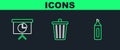 Set line Marker pen, Presentation financial board with graph, schedule, chart, diagram, infographic, pie graph and Trash