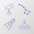 Set line Mars rover, Satellite, Great Bear constellation and Telescope icon. Vector