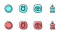 Set line Masons, Ouroboros, Life and Burning candle icon. Vector