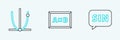 Set line Mathematics function sine, Graph, schedule, chart, diagram and Chalkboard icon. Vector Royalty Free Stock Photo