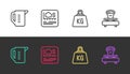 Set line Measuring cup, Area measurement, Weight and Scales on black and white. Vector