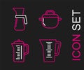 Set line Measuring cup, Teapot, Cooking and icon. Vector