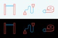 Set line Measuring tape, Horizontal bar and Chest expander icon. Vector