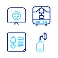 Set line Medical oxygen mask, X-ray shots, machine and Nurse hat with cross icon. Vector Royalty Free Stock Photo