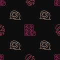Set line Medicine pill or tablet, Dialogue with the doctor and Pills blister pack on seamless pattern. Vector Royalty Free Stock Photo
