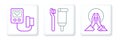 Set line Meditation, Blood pressure and Toothbrush and toothpaste icon. Vector Royalty Free Stock Photo