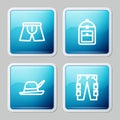 Set line Men underpants, Backpack, Oktoberfest hat and Cargo icon. Vector Royalty Free Stock Photo