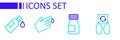 Set line Metabolism, Vitamins, Finger blood and Bottle of water icon. Vector