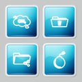 Set line Methane emissions reduction, Delete folder, Share and Bomb ready to explode icon. Vector Royalty Free Stock Photo