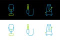 Set line Metronome with pendulum in motion, Microphone and Audio jack icon. Vector