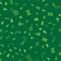 Set line Microorganisms under magnifier, Bacteria and DNA symbol on seamless pattern. Vector