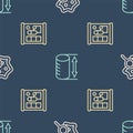 Set line Microorganisms under magnifier, Graphing paper for engineering and Height geometrical figure on seamless