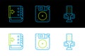 Set line Microphone, Sound mixer controller and Floppy disk icon. Vector