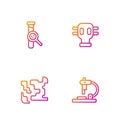 Set line Microscope, Gaseous, Test tube and flask and mask. Gradient color icons. Vector