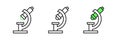Set line Microscope icon isolated on white background. Chemistry, pharmaceutical instrument, microbiology magnifying