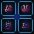 Set line Military beret, Balaclava, Gas mask and Bullet. Gradient color icons. Vector Royalty Free Stock Photo