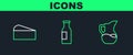Set line Milk jug or pitcher, Cheese and Bottle with milk icon. Vector Royalty Free Stock Photo