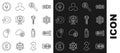 Set line Mining farm, Blockchain technology Bitcoin, Magnifying glass with, Monitor and Cryptocurrency Ethereum ETH