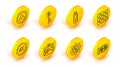 Set line Mining farm, Cryptocurrency coin Bitcoin, wallet, Dash, Blockchain technology, USB flash drive, key and Ripple