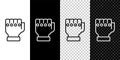 Set line MMA glove icon isolated on black and white,transparent background. Sports accessory fighters. Warrior gloves Royalty Free Stock Photo