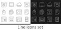 Set line Mobile Apps, Clipboard with checklist, Web development, Processor, Computer mouse, System bug, Software and Royalty Free Stock Photo