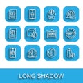 Set line Mobile with art store app, Laptop, Binary code, NFT Digital crypto, and icon. Vector