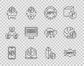 Set line Mobile with art store app, NFT Digital crypto, Laptop, Binary code, and icon. Vector