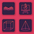 Set line Mobile calculator interface, Function mathematical symbol, XYZ Coordinate system and Graph, schedule, chart