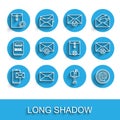 Set line Mobile and envelope, Envelope, setting, Mail box, e-mail, Received message concept, Delete and icon. Vector