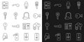 Set line Mobile with fingerprint scan, House key, Key, broke inside of padlock, Wrong, Casting keys and Bicycle icon Royalty Free Stock Photo