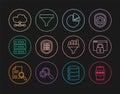 Set line Mobile and password, Secure your site with HTTPS, SSL, Pie chart infographic, Server shield, Server, Data, Web Royalty Free Stock Photo