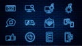 Set line Mobile phone call, Chat messages mobile, Computer monitor service, Car, Speech bubble chat notification, Mail